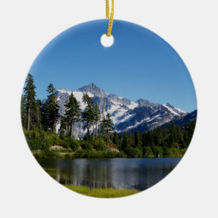 Mt Shuksan From Picture Lake Ceramic Tree Decoration