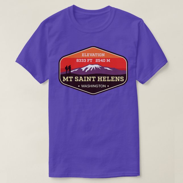 Mt St Helens Washington Mountain Climbing Badge T-Shirt (Design Front)