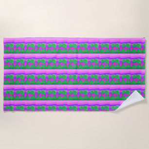 Mt. Sunset Pink Green Purple Beach Towel