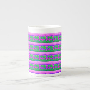 Mt. Sunset Pink Green Purple Bone China Mug