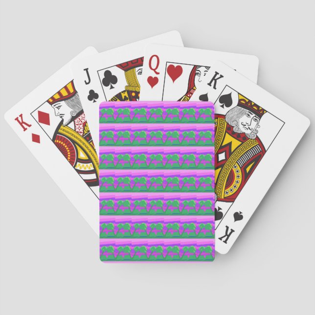 Mt. Sunset Pink Green Purple Classic Playing Cards (Back)