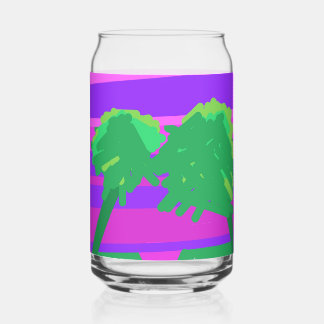 Mt. Sunset Pink Green Purple Drinkware Set Can Glass