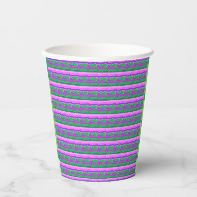 Mt. Sunset Pink Green Purple  Paper Cups (Front)