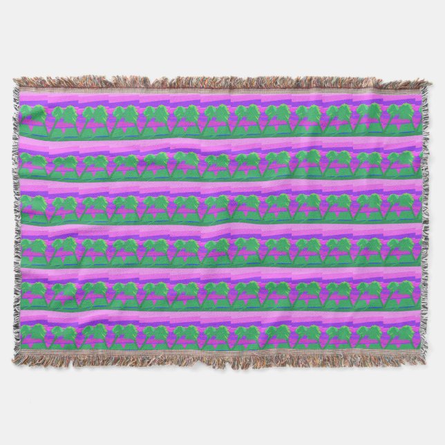 Mt. Sunset Pink Green Purple Throw Blanket (Front)
