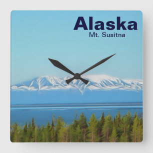 Mt. Susitna Square Wall Clock