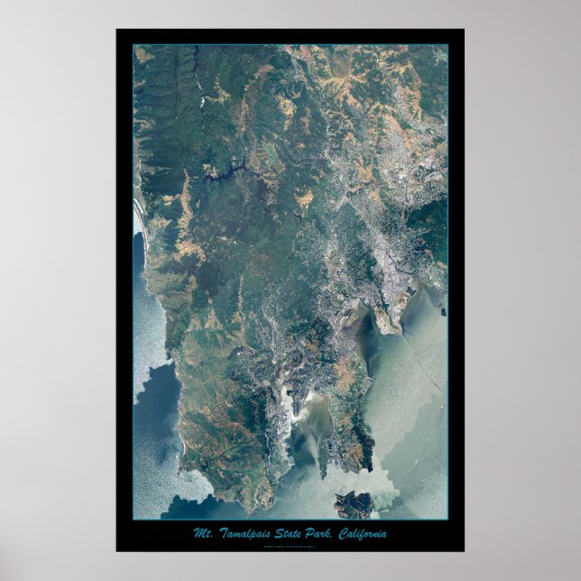Mt. Tamalpais, Marin County CA satellite print (Front)