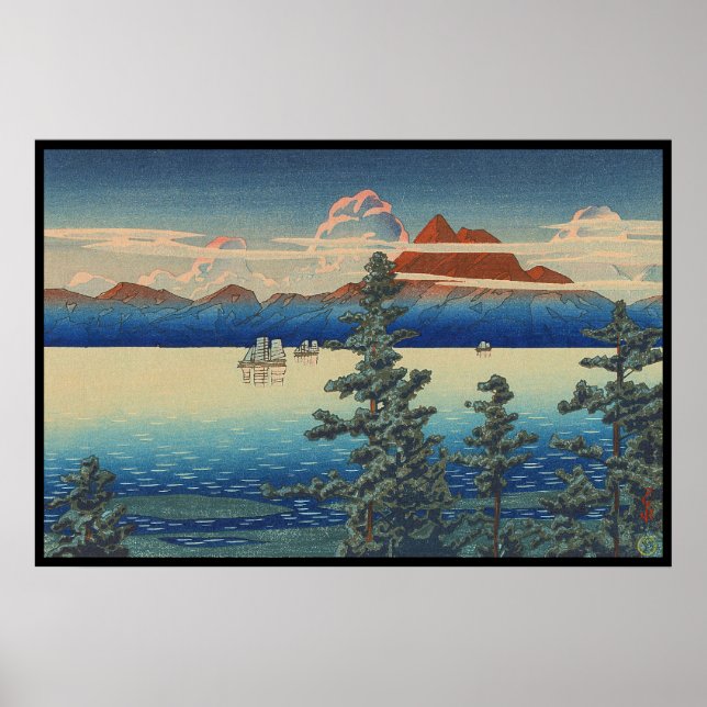 Mt Unzen in Hizen Province, Hasui Kawase hanga art Poster (Front)