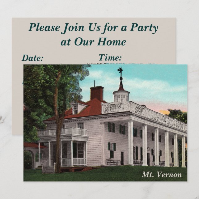 Mt. Vernon Party Invitation (Front/Back)