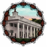 Mt. Vernon Vintage Ornament Photo Sculpture Decoration<br><div class="desc">Vintage postcard of Mt. Vernon Mansion,  the home of George Washington,  first President of the United States. Reprinted on this beautiful Christmas Ornament with Victorian filagree trim.</div>