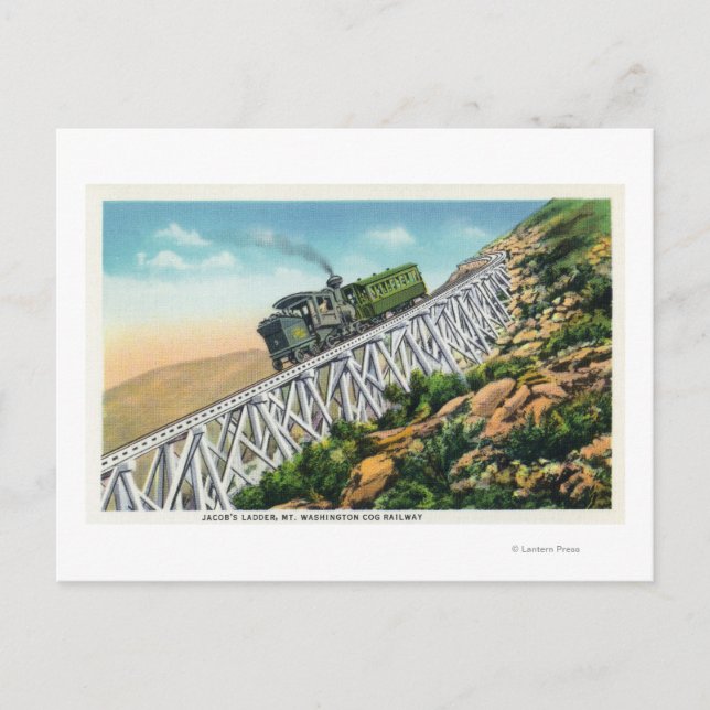 Mt Washington Cog Railway, Jacob's Ladder Postcard (Front)