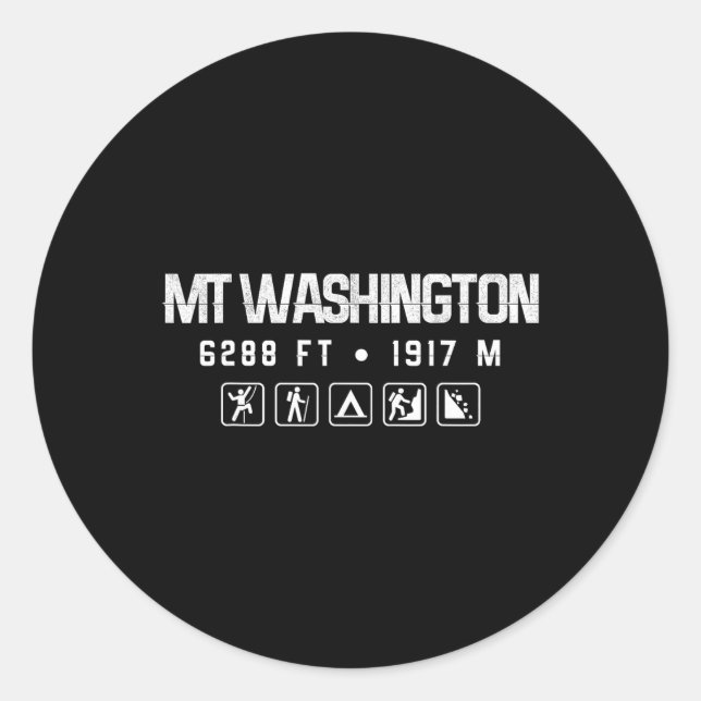 Mt. Washington New Hampshire Mountain Shirt  Classic Round Sticker (Front)