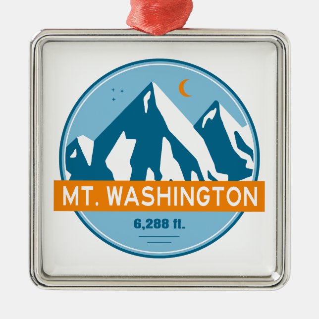 Mt. Washington New Hampshire Stars Moon Metal Tree Decoration (Front)