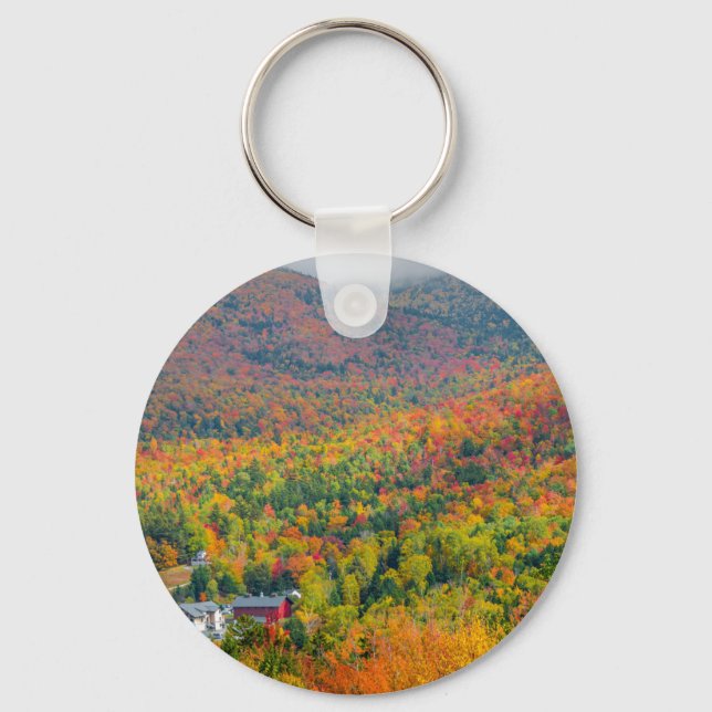 Mt. Washington Valley in Autumn Button Keychain (Front)