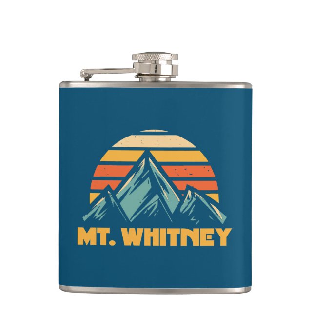 Mt. Whitney California Retro Turquoise Hip Flask (Front)