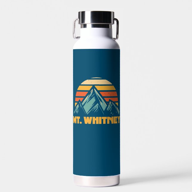 Mt. Whitney California Retro Turquoise Water Bottle (Front)
