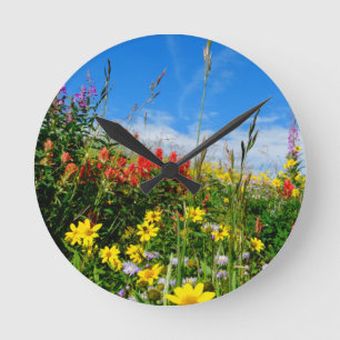 Mt. Wildflowers Round Clock