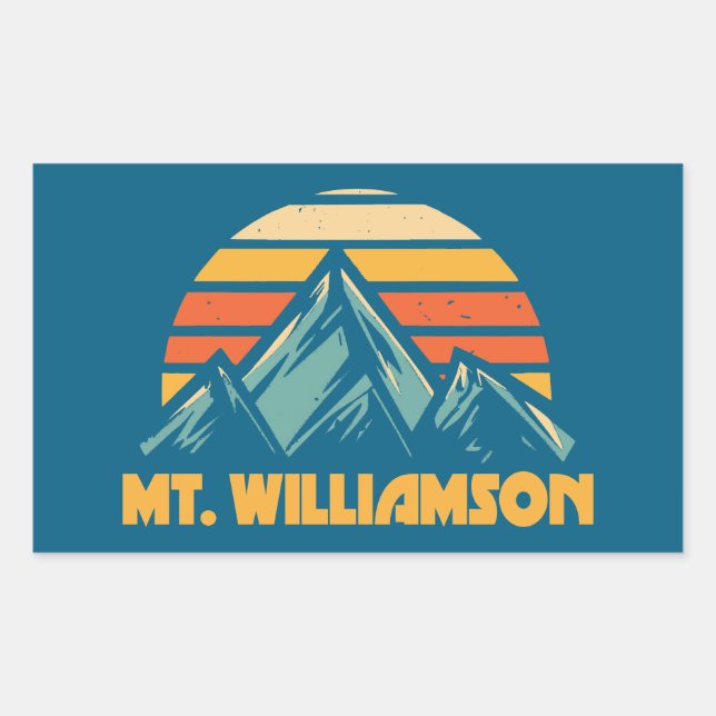 Mt. Williamson California Retro Turquoise Rectangular Sticker (Front)