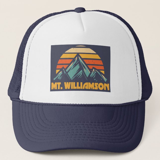 Mt. Williamson California Retro Turquoise Trucker Hat (Front)