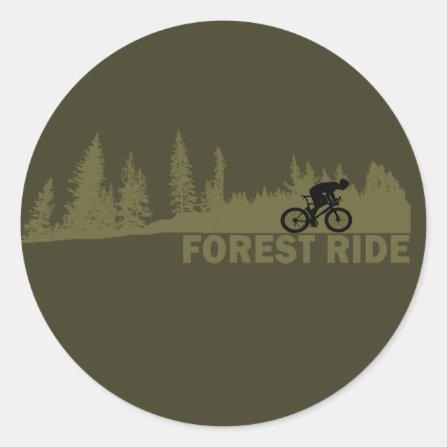 MTB Downhill Forest Ride Mountain Biking Classic Round Sticker (Front)