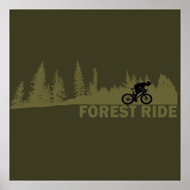 MTB Downhill Forest Ride Mountain Biking Poster (Front)