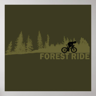 MTB Downhill Forest Ride Mountain Biking Poster