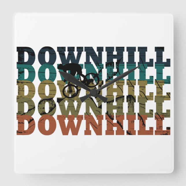 MTB Downhill Mountain Bike Square Wall Clock (Front)