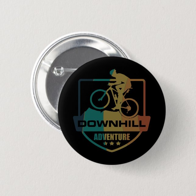 Mtb Downhill Mountain Biking 6 Cm Round Badge (Front & Back)