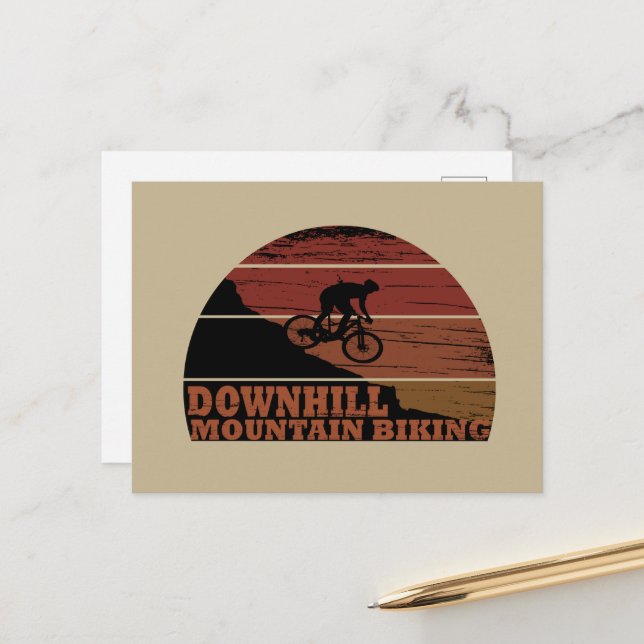 MTB Downhill Mountain Biking Holiday Postcard (Front/Back In Situ)