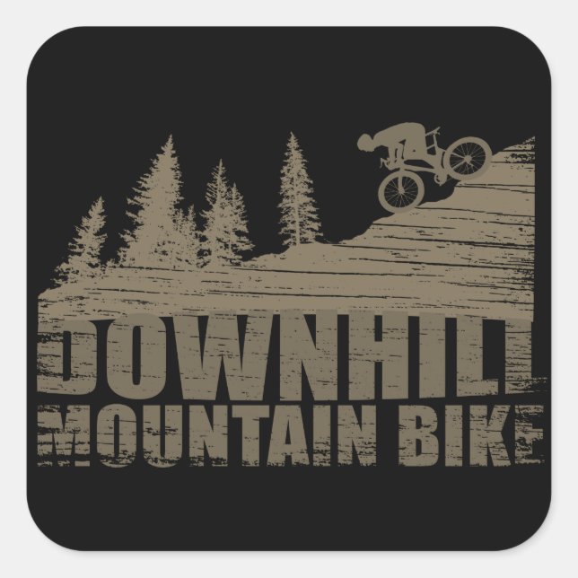 MTB Downhill Mountain Biking Square Sticker (Front)