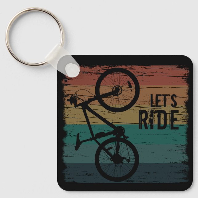 MTB Downhill - Vintage Mountain Biking Key Ring (Front)