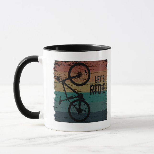 MTB Downhill - Vintage Mountain Biking Mug (Left)