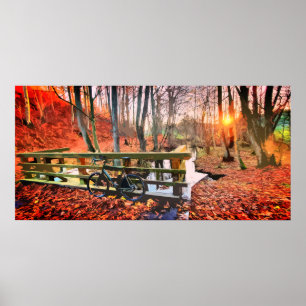 MTB Gravel in wood pastel poster