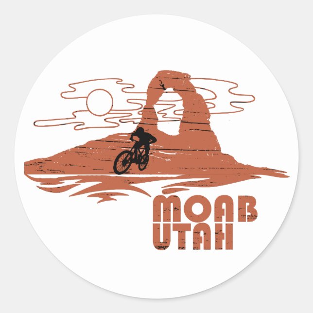 Mtb Moab - Utah Mountain biking Classic Round Sticker (Front)