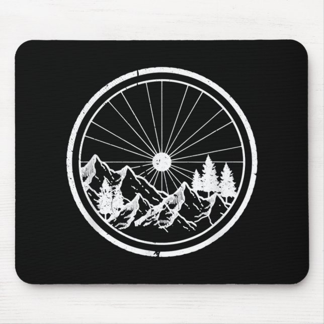 MTB Modern Black Mountain Bike Trail Cycling Mouse Mat (Front)