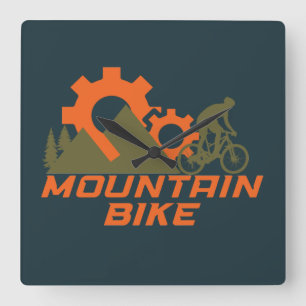 MTB Modern Downhill Mountain Bike Square Wall Clock