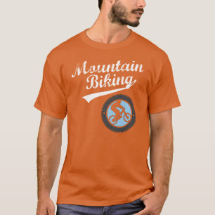 MTB Mountain Biking Retro Graphic, White & Blue T-Shirt