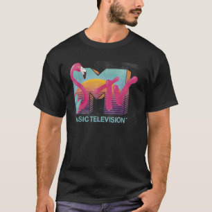 MTV Distressed Retro Flamingo Logo Fill T-Shirt