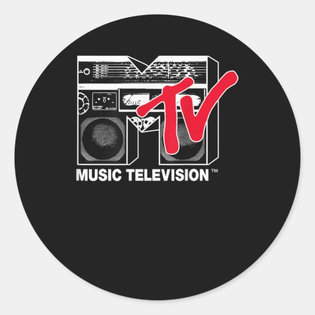 MTV Logo Red Boombox Graphic Classic Round Sticker (Front)