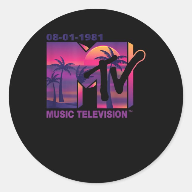 MTV Logo with Purple Palms in the Sunset Classic Round Sticker (Front)