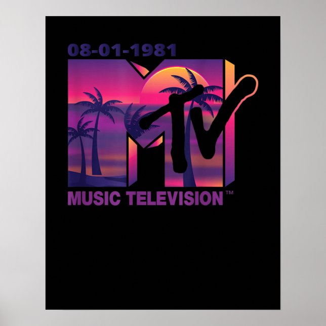 MTV Logo with Purple Palms in the Sunset Poster (Front)