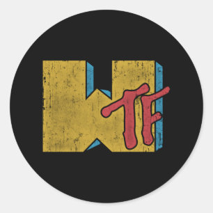 Mtv Logo WTF Distressed Style Classic Round Sticker