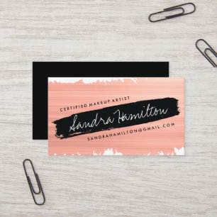 MUA Pink and Black Slanted Brush Stroke Business Card