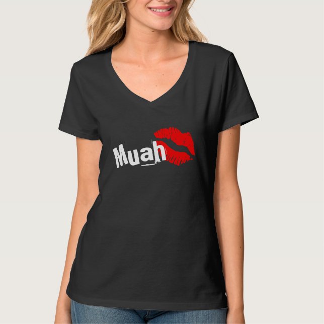 Muah red lipstick kiss valentine tee (Front)