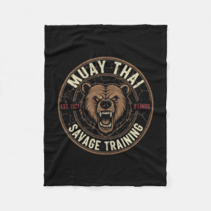 Muay Thai 8 Limbs Savage Training Roaring Bear MMA Fleece Blanket
