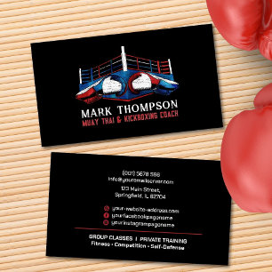 Muay Thai and Kickboxing Coach - Gloves and Ring Business Card