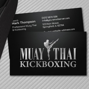Muay Thai and Kickboxing Coach - Silver Metallic Business Card
