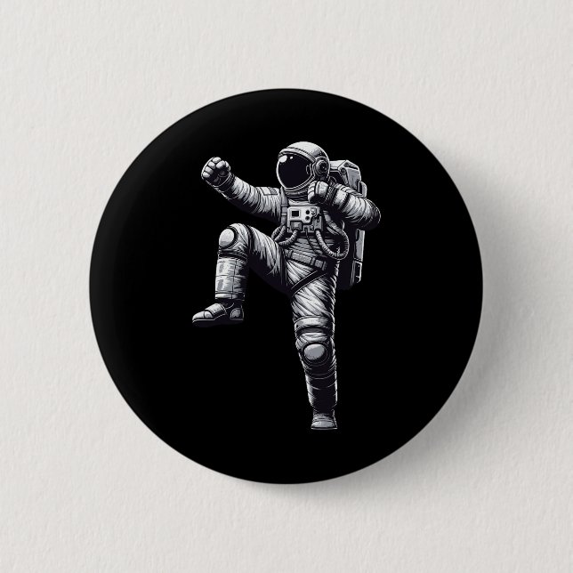 Muay Thai Astronaut Kickboxing  6 Cm Round Badge (Front)