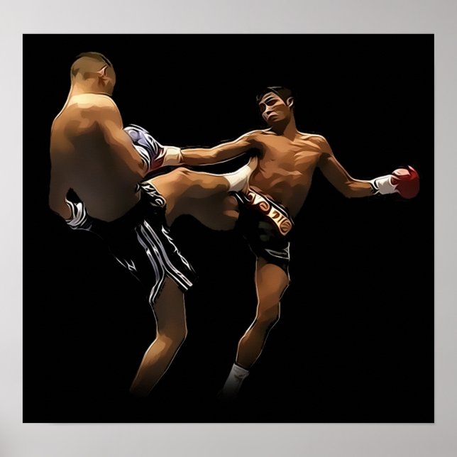 Muay Thai Boxing Action Poster (Front)