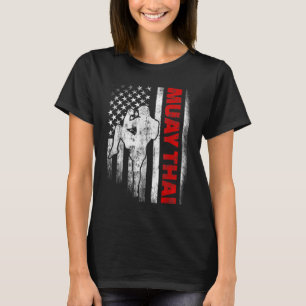 Muay Thai Boxing US American Flag T-Shirt