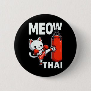 Muay Thai Cat Boxing Martial Arts Fighter Sport Cu 6 Cm Round Badge